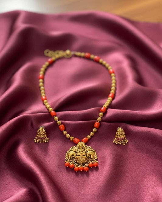 Ethnic Coral Temple Necklace Set CRL002