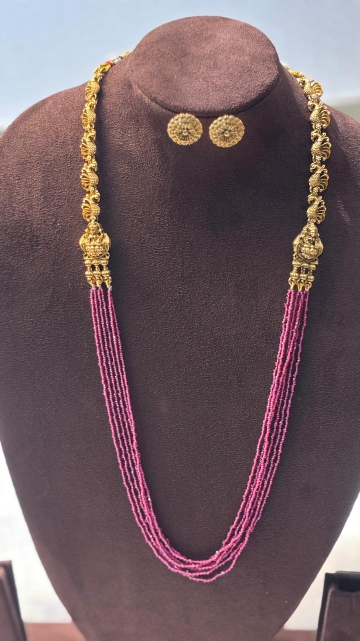 Royal Pink Beaded Necklace Set LN007