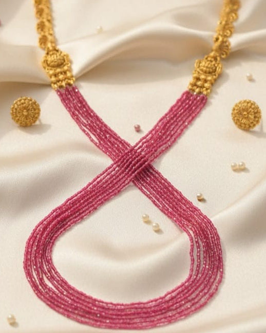 Royal Pink Beaded Necklace Set LN007