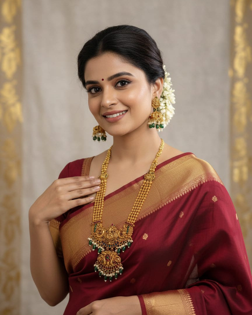 Traditional Temple Design Long Necklace Set LN009