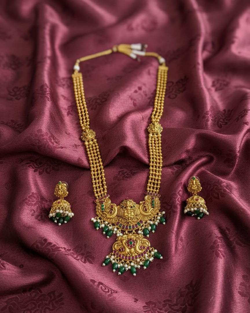 Traditional Temple Design Long Necklace Set LN009