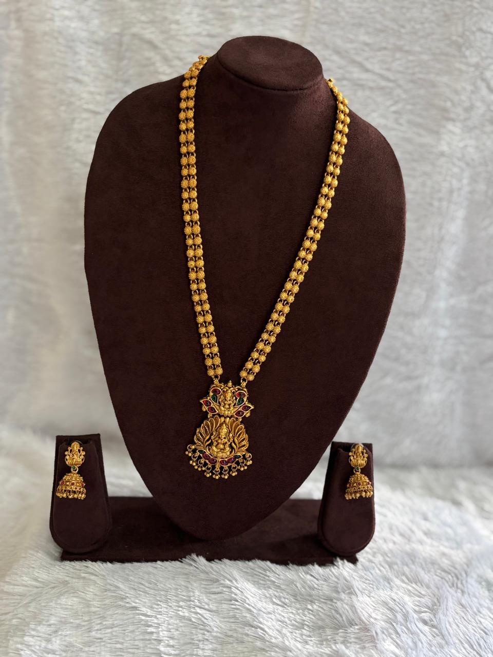 Royal Temple Motif Long Necklace Set LN010