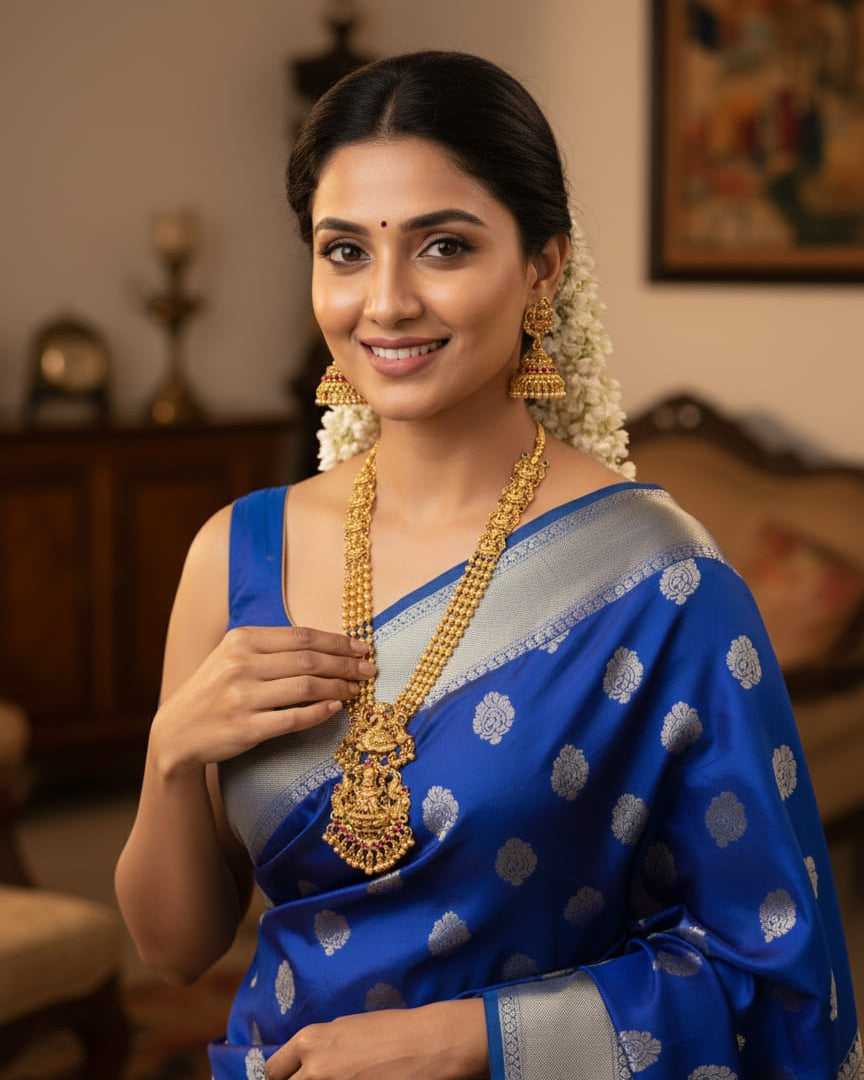 Temple Style Goddess Lakshmi Long Necklace Set LN013