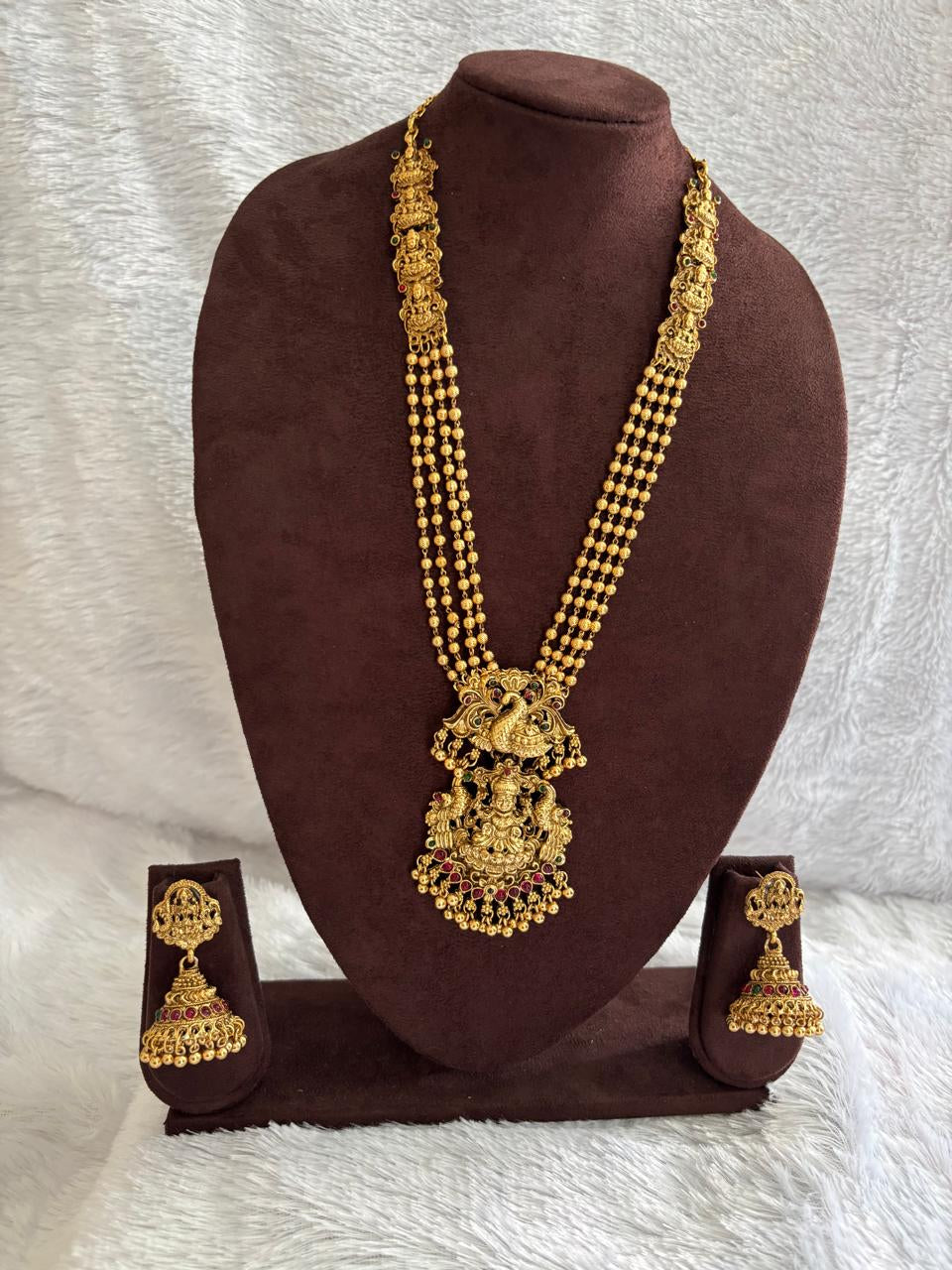 Temple Style Goddess Lakshmi Long Necklace Set LN013