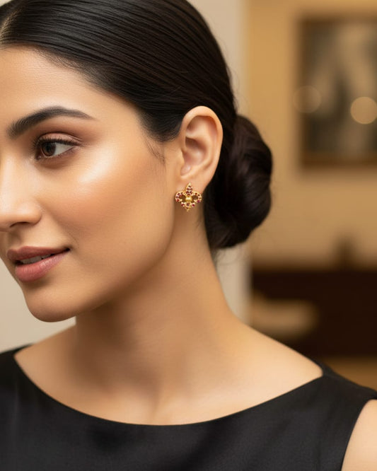 Floral Butterfly Ruby Studs Earring STD006