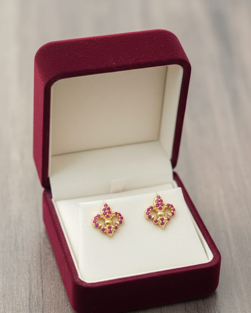 Floral Butterfly Ruby Studs Earring STD006
