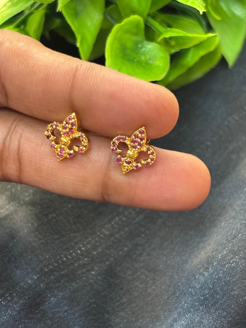Floral Butterfly Ruby Studs Earring STD006