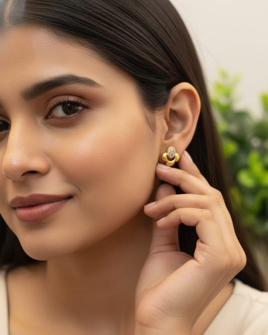 Classic Lavender Sparkle Floral Stud Earrings STD008