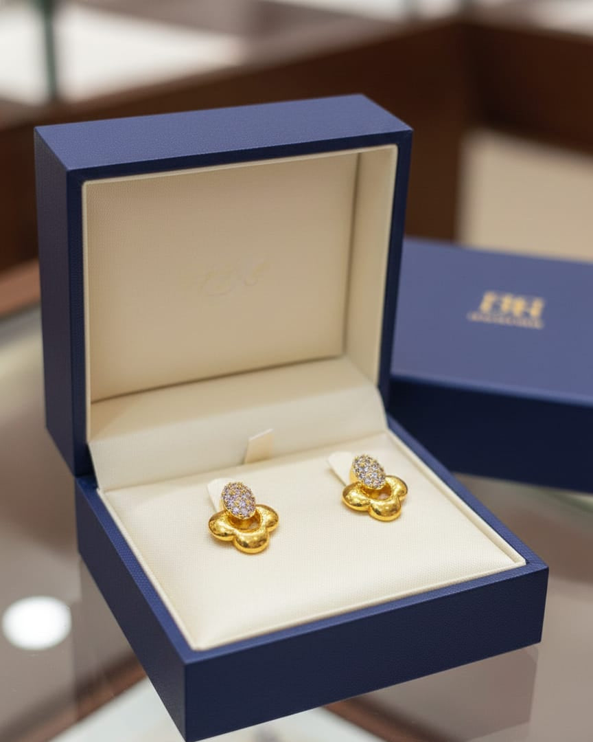 Classic Lavender Sparkle Floral Stud Earrings STD008