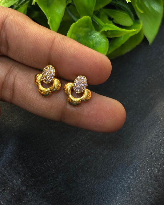 Classic Lavender Sparkle Floral Stud Earrings STD008