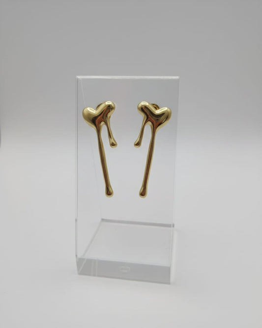 Melting Gold Heart Dangler Earrings DFE003