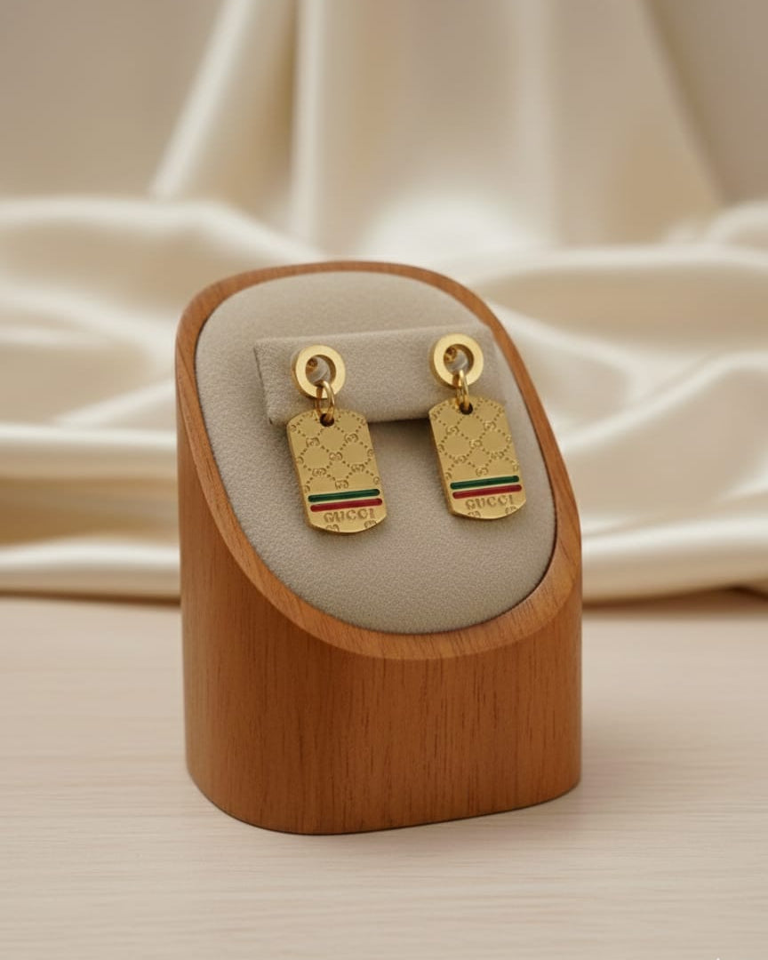 Gucci Luxury Gold-Tone Monogram Dangle Earrings DFE006