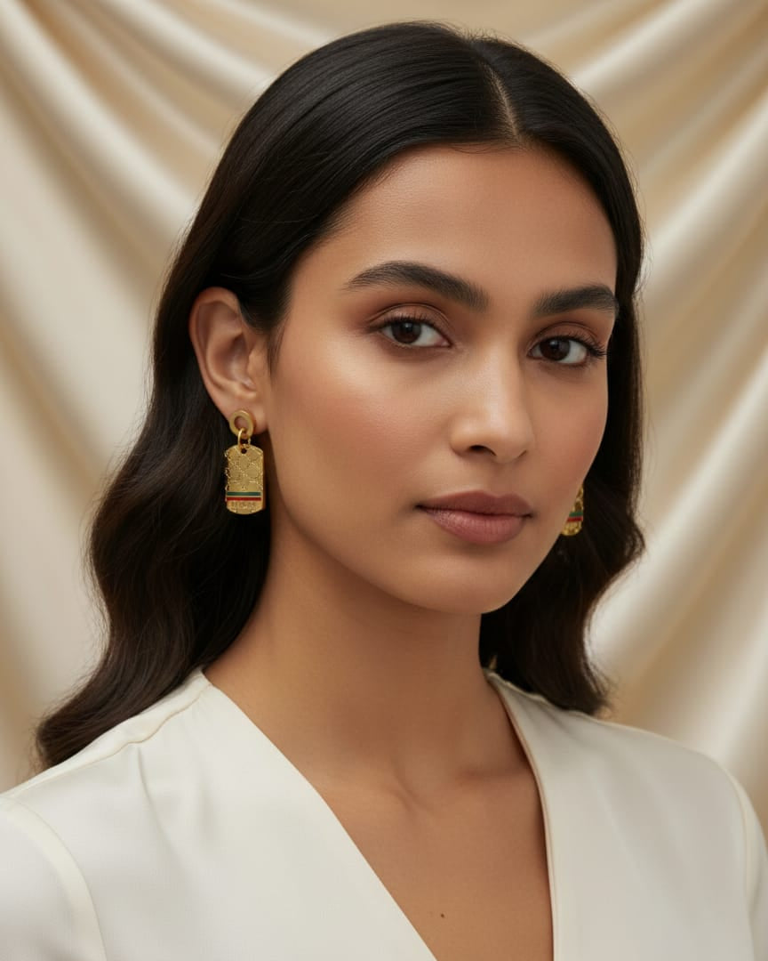 Gucci Luxury Gold-Tone Monogram Dangle Earrings DFE006