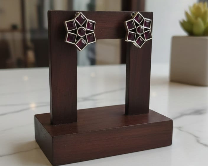 Vintage- Inspired Purple Flower Stud Earrings DFE011