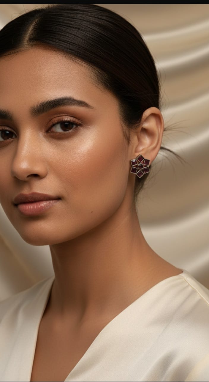 Vintage- Inspired Purple Flower Stud Earrings DFE011