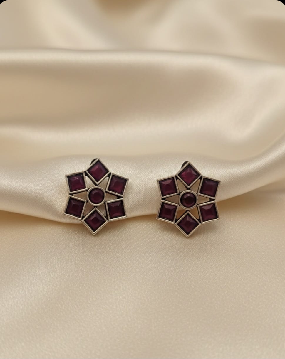 Vintage- Inspired Purple Flower Stud Earrings DFE011