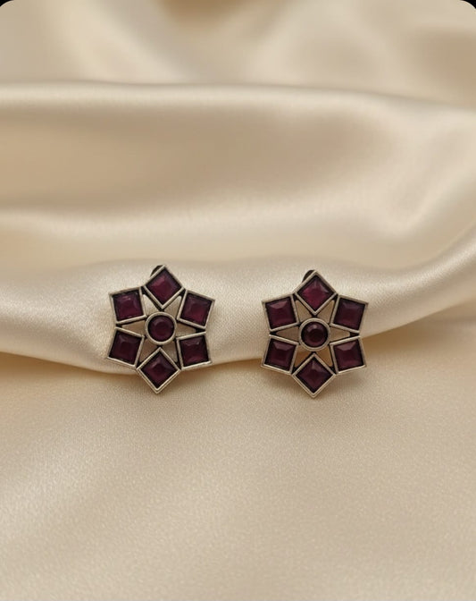 Vintage- Inspired Purple Flower Stud Earrings DFE011