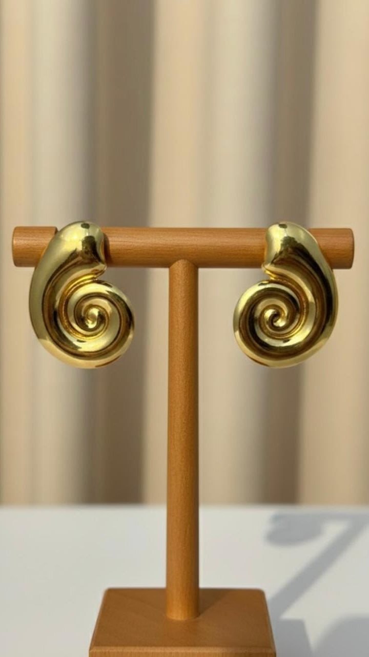 Golden Spiral Stud Earrings DFE021