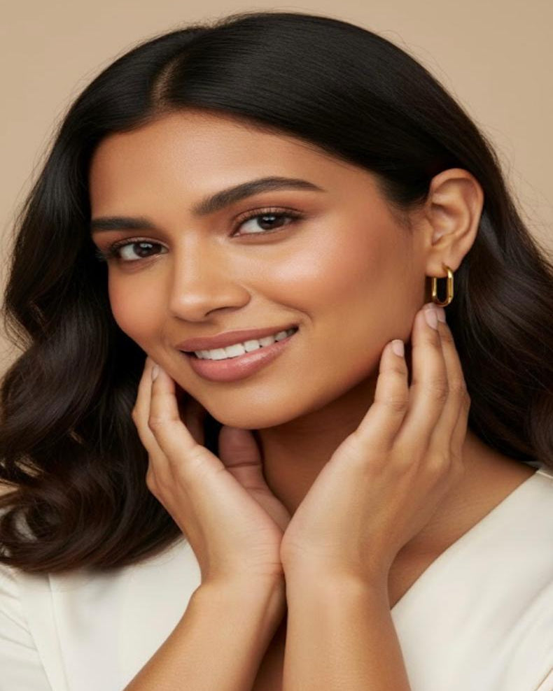 18K Gold Polished Hoop 3 Pair Earrings Set DFE023