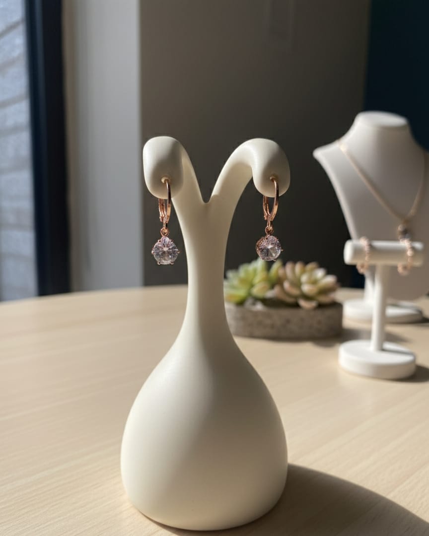 Elegant Rose Gold Combo Earrings | Studs and Sparkle Hoops DFE024