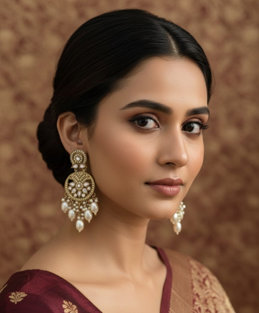 Royal Kundan Pearl Drop Earrings CHB004