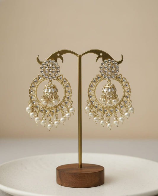 Classic Indian Kundan Pearl Jumka Earrings CHB006