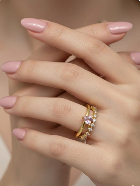 Gold Teardrop Stone Crown Ring RNG010