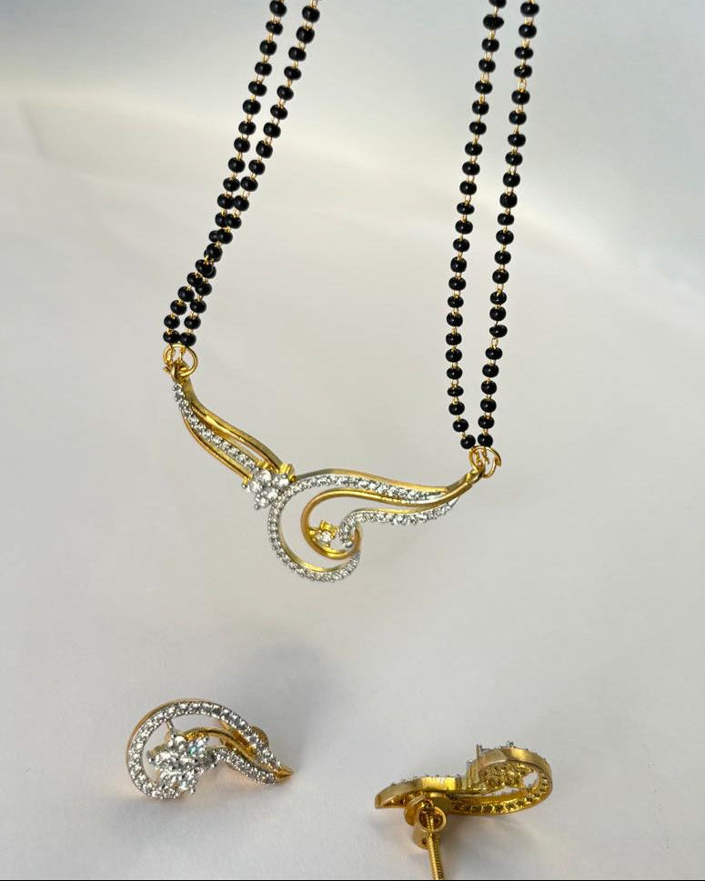 American Diamond Mangal 18K Sutra Set with Matching Earrings MNG0013