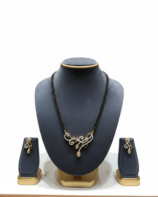 American Diamond 18K Mangal Sutra Set with Matching Earrings MNG0011