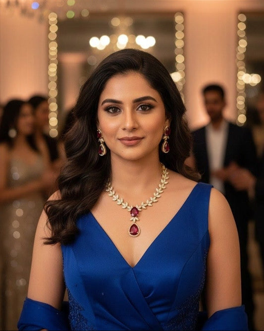 Bridal Cherry Red Victorian Stone Necklace-Sets VCT010