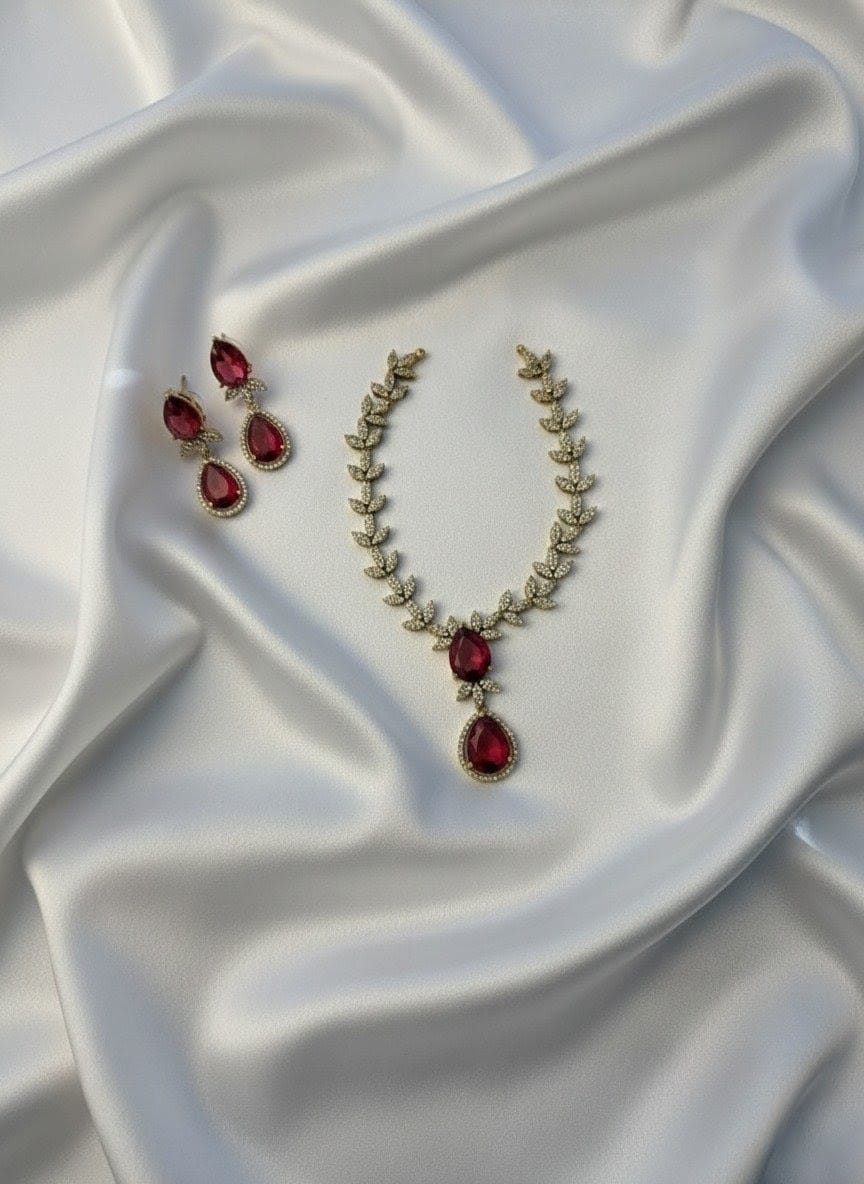 Bridal Cherry Red Victorian Stone Necklace-Sets VCT010