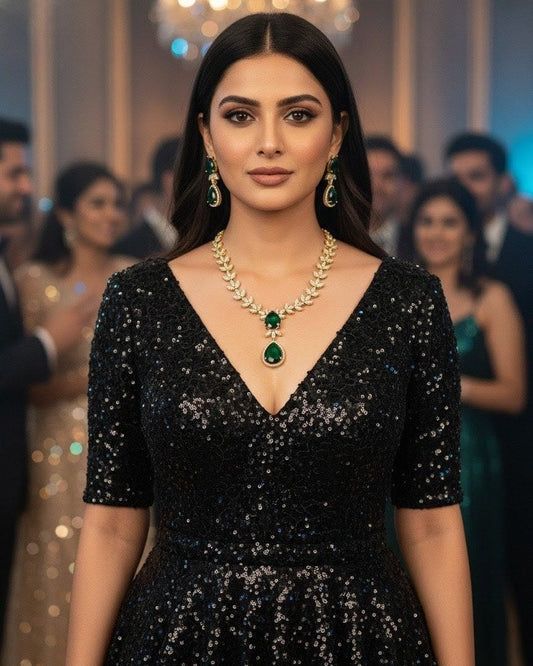 Bridal Emerald Green Victorian Stone Necklace-Sets VCT011