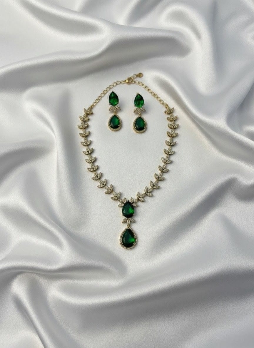 Bridal Emerald Green Victorian Stone Necklace-Sets VCT011