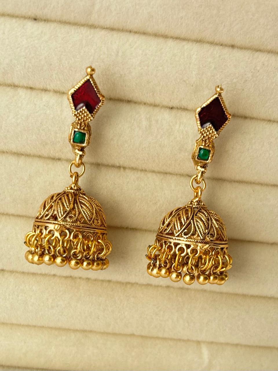 Vintage Charm Bell Jhumkis with Antique Gold Finish JMK005