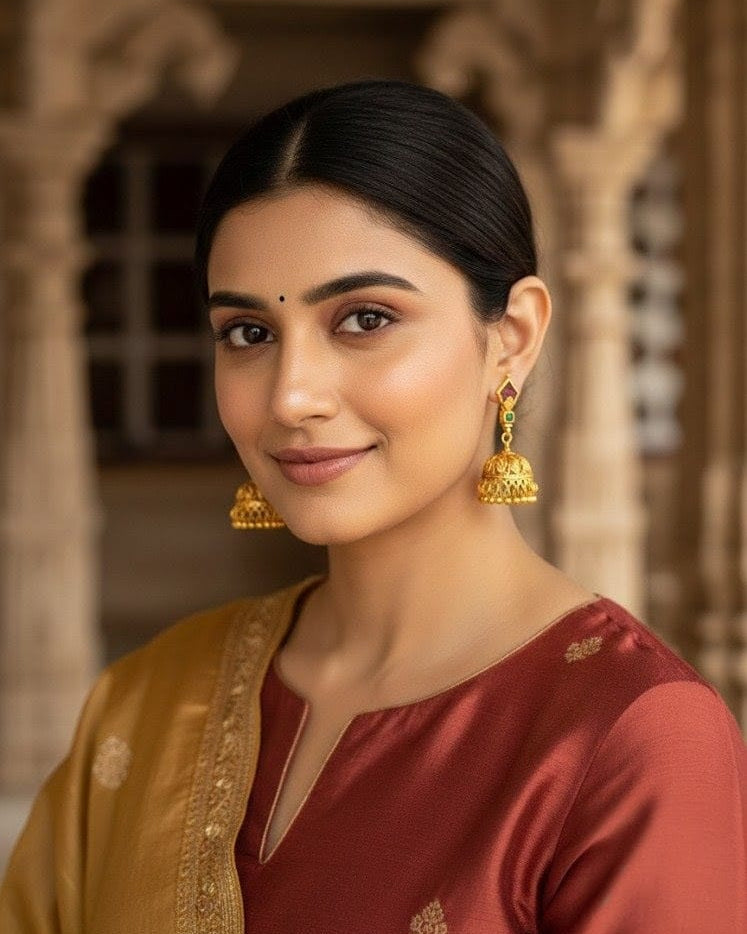 Vintage Charm Bell Jhumkis with Antique Gold Finish JMK005