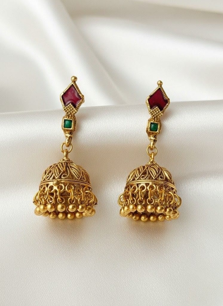 Vintage Charm Bell Jhumkis with Antique Gold Finish JMK005