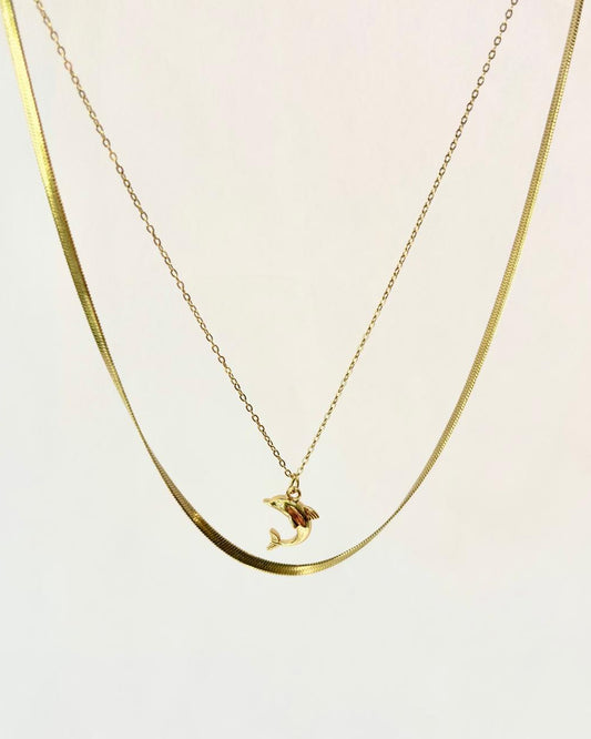 Stylish Dolphin Pendant 18 K plated Layered Neck Chain ANTNC006