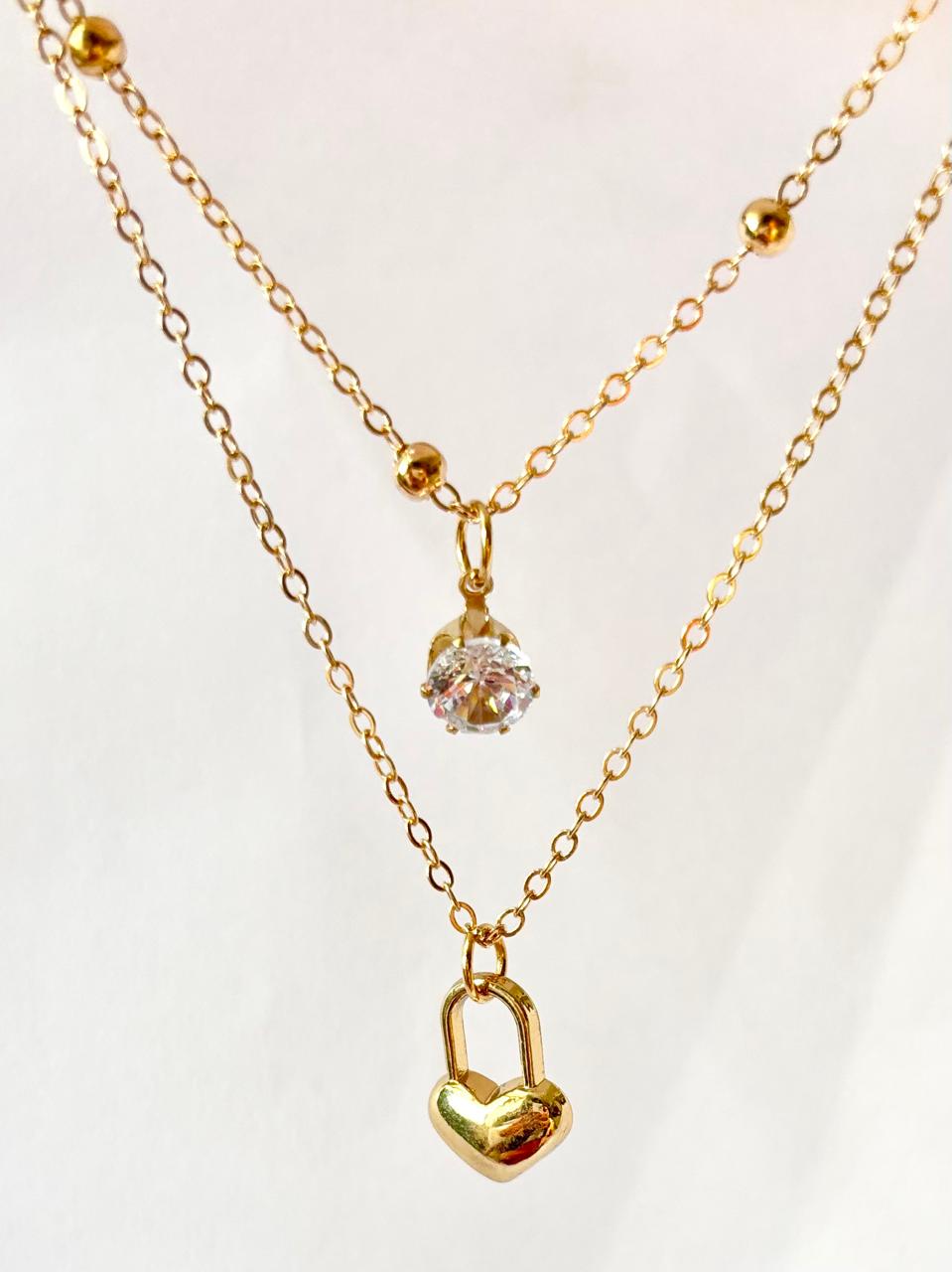 Twin Grace Heart Drop Neck-Chain ANTNC008