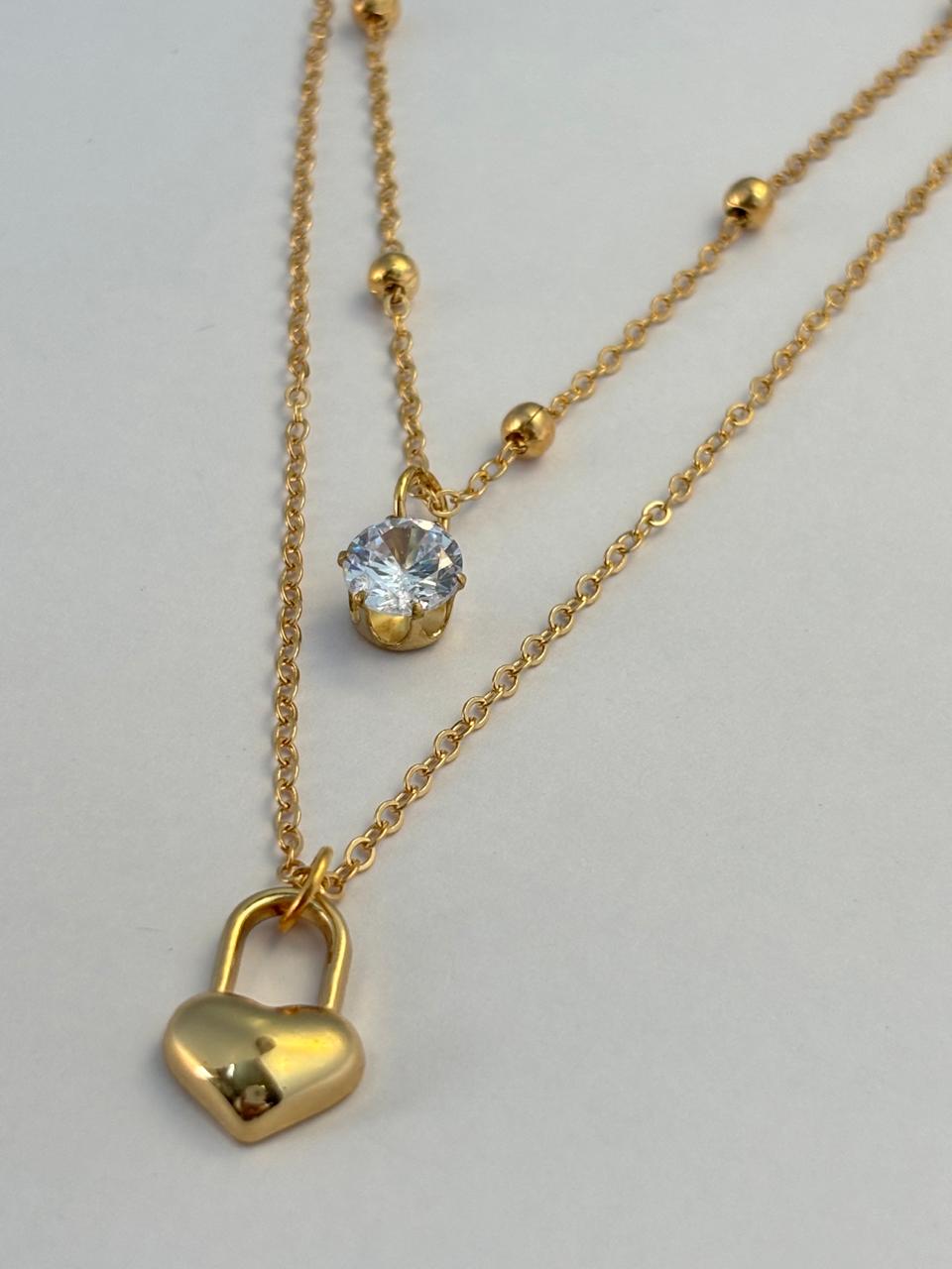 Twin Grace Heart Drop Neck-Chain ANTNC008