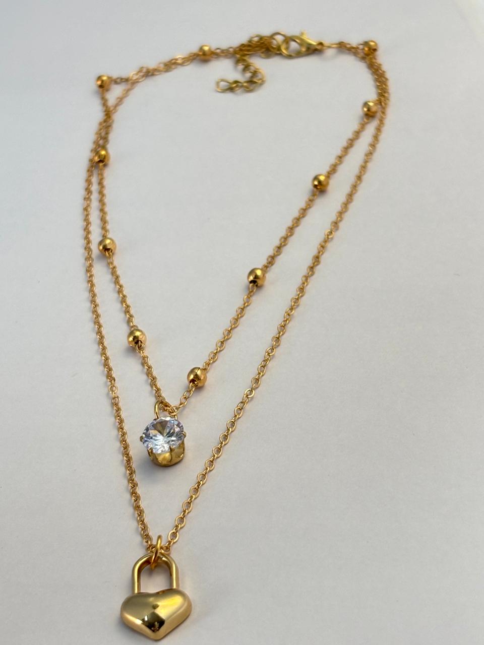 Twin Grace Heart Drop Neck-Chain ANTNC008