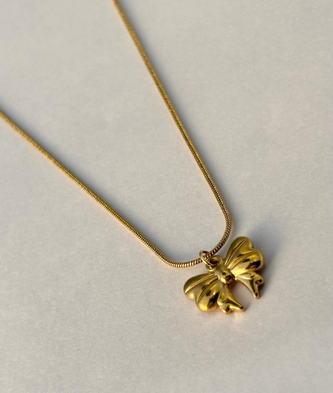 18 k gold Plated Minimal  Bow Neck Chain ANTNC010