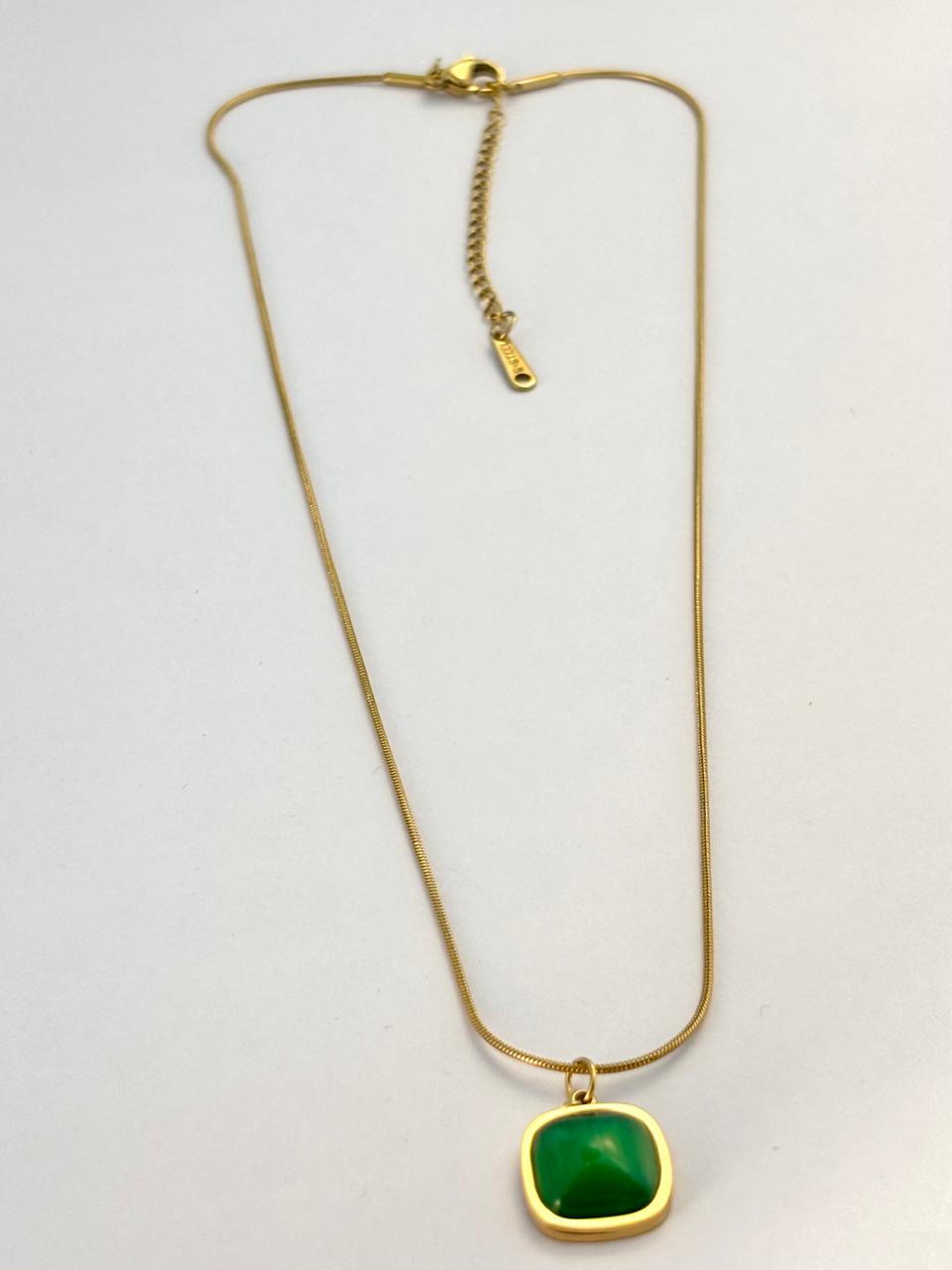 18K Gold Plated Cascade Emarald Chain ANTNC014