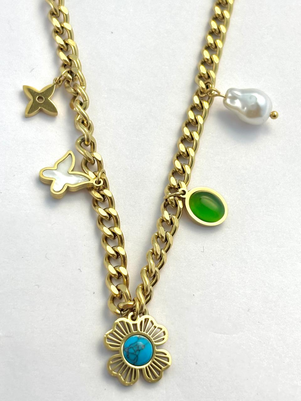 Designer 18 Gold Plated Floral Neck-Chain ANTNC016
