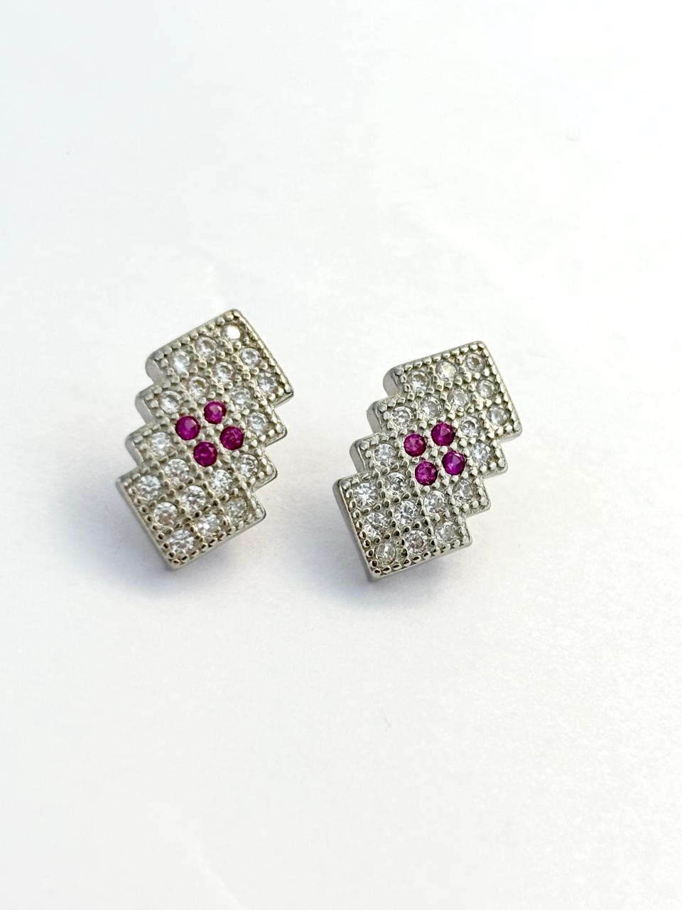 Pure 925 Art Deco Radiant Rhombus Studs 925/011