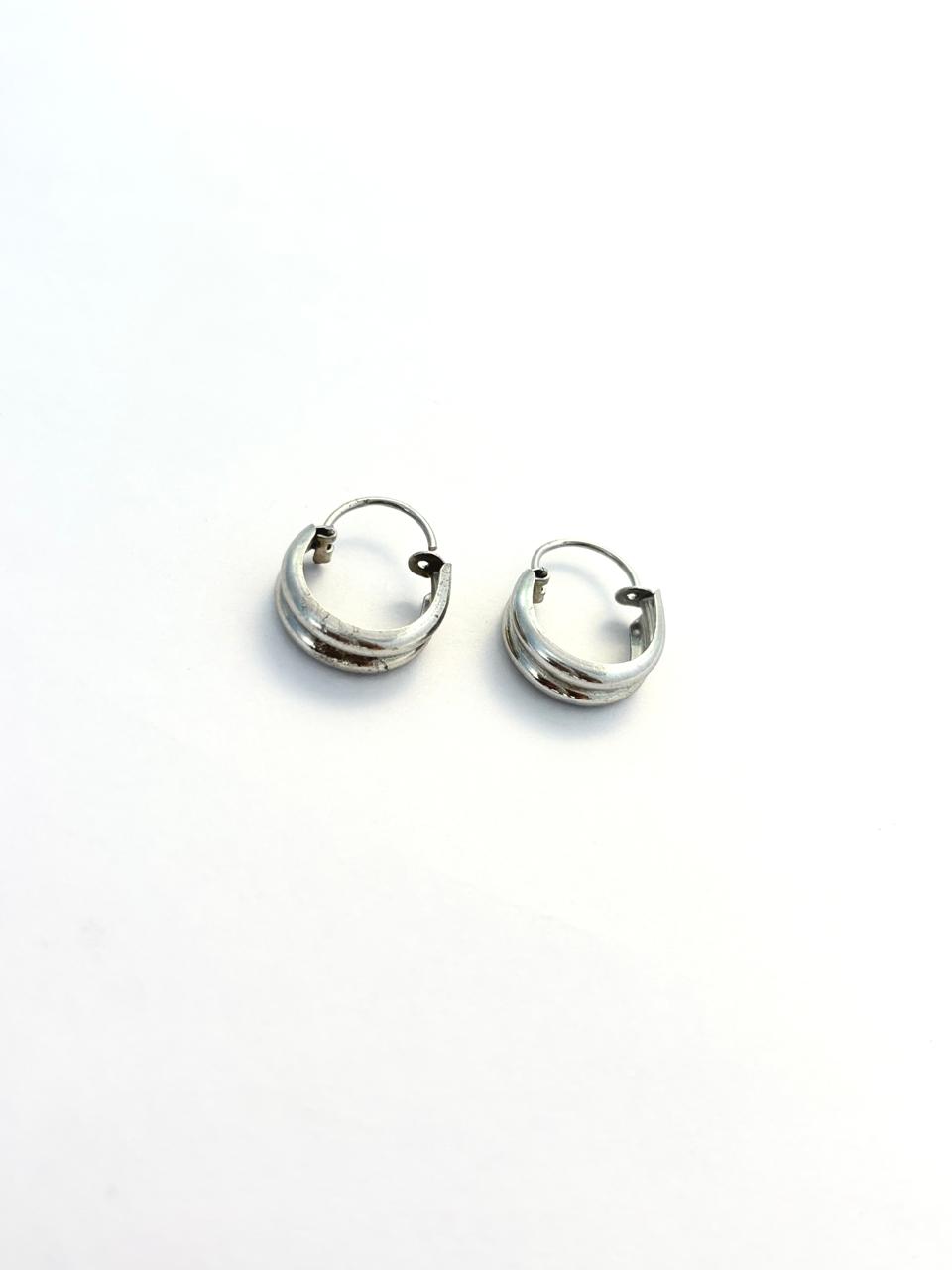 Pure 925 Sterling Silver Triple Layer Half-Hoops 925/005