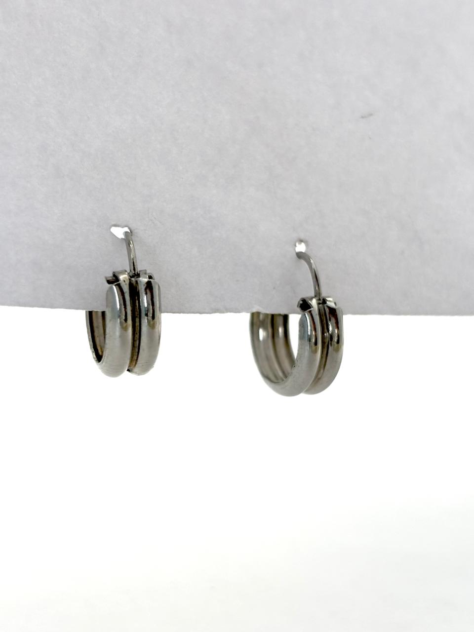 Pure 925 Sterling Silver Triple Layer Half-Hoops 925/005