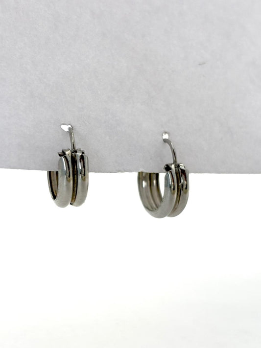Pure 925 Sterling Silver Triple Layer Half-Hoops 925/005