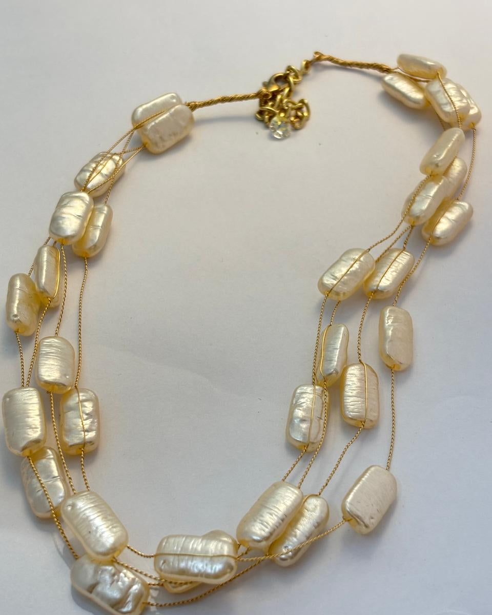 Layered Light Gold Pearl Lightweight Necklace PRL006