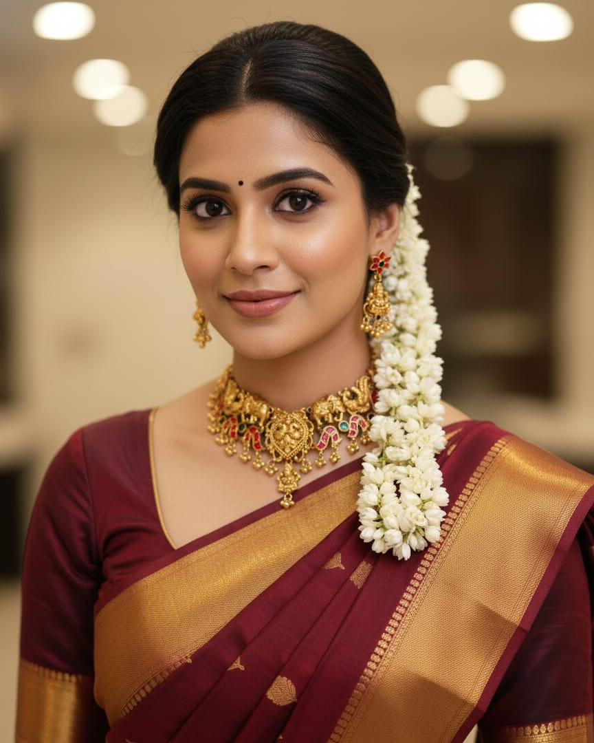 Classic Goddess Lakshmi And Peacock Temple Choker Necklace Set TN004