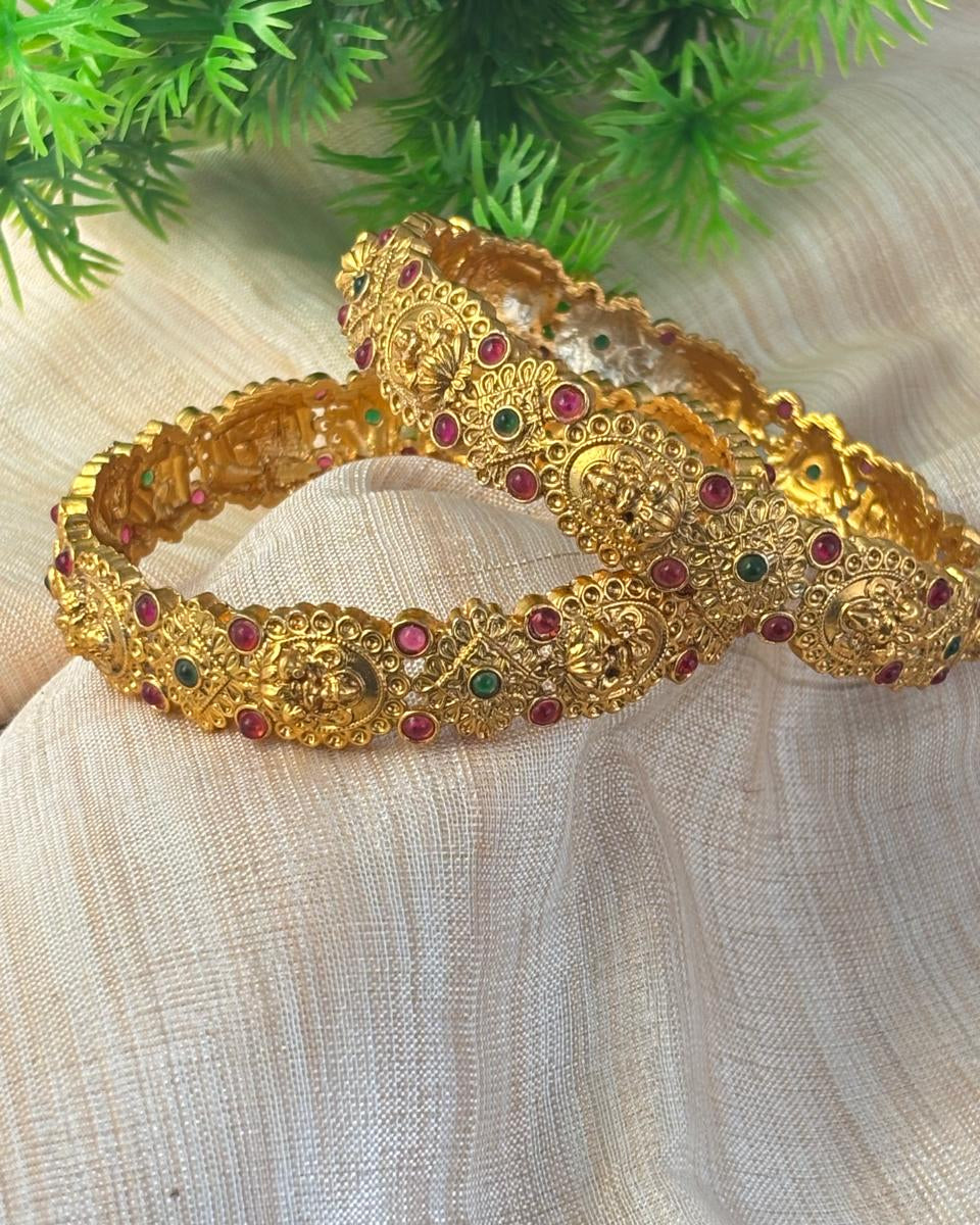 Gold Plated Lakshmi Temple Bangles (Set of 2 Piece) BNG020